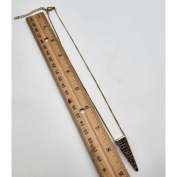 OTAZU Women's Gold Tone Rhinestone Pendant Necklace Dagger Pendulum Triangle - Picture 4 of 10